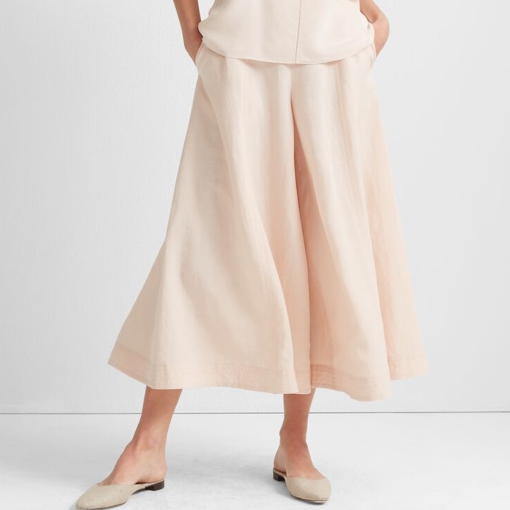 Club Monaco Wide Leg Culottes Pants Cropped Wide Leg Linen Pockets Light Pink 8